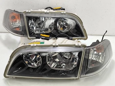 JDM Volvo S40 V40 HID BLACK Head Lights Glass Head Lamp + Corner Light 1Pairs - Image 1 of 4