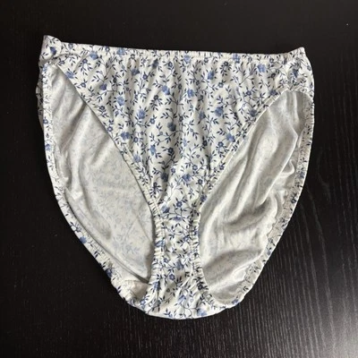 Bragas de microfibra de corte alto estampado floral azul/blanco talla 8 vintage años 90 para mujer NUEVAS Foto 1 de 4