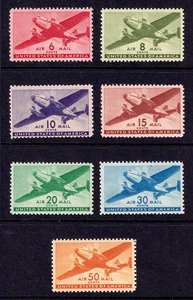 US Scott C25-C31, 1941-44 Twin Motored Transport Plane, NH MINT - Picture 1 of 1