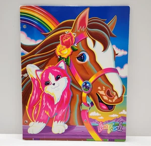 Vintage 90’s Lisa Frank Paper Folder Rainbow Chaser Horse Fluffy Kitten Pink - Bild 1 von 14