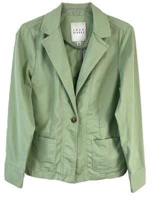 Joan Rivers Twill Cinch Back Blazer Jacket Sz S Green Button A682062 Women DD744 - Image 1 of 4