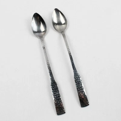 Lote de 2 cucharas de té helado Rogers acero inoxidable plata cepillada Foto 1 de 4