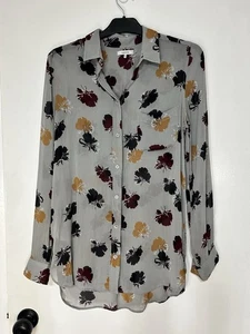 Ganni Bartlett Georgette Womens Floral Sheer Lightweight Shirt In Gray Size XS** - Picture 1 of 14
