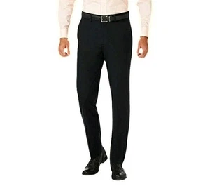 J.M. Haggar Mens Slim 4-Way Stretch Flat Front Dress Pants Black Size 30x32 NWT - Picture 1 of 10