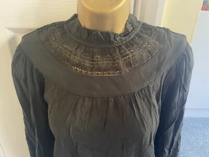 Blusa Top Manga Larga Gris Carbón M&S Per Una Nueva con Etiquetas Top Ribete de Encaje Talla 18 - Imagen 1 de 2