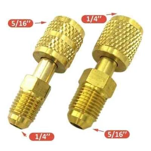 2pcs 5/16 SAE 1/4 SAE For R410 R32 R22 Gauge Hose Vacuum Pump AC Adapter Brass - Picture 1 of 6