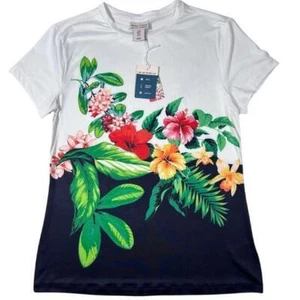 NUEVO CON ETIQUETAS Tommy Bahama Top Camisa Blanca Tropical Floral Ropa Activa UPF 50 Tallas XS S - Imagen 1 de 4