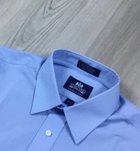 Stafford Dress Super Shirt Mens 16 1/2 Bluebell Broadcloth Short Sleeve Business - Picture 1 of 9