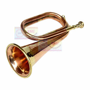 Civil War Era Solid Copper Bugle US Military Cavalry Horn Signal Horn w/ box