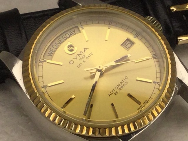 cyma day date automatic 25 jewels