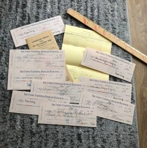 Cancelled Checks w Envelope & Ledger 1931 1932 Hancock NY First National Bank - Picture 1 of 12