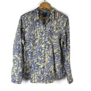 CHAPS Womens Shirt Top Size XL Blue Paisley Button Up Classic Long Sleeve - Picture 1 of 9