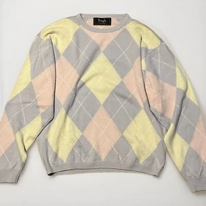 Pringle Of Scotland Large Pure Cashmere Sweater Argyle Easter Wear - Picture 1 of 6