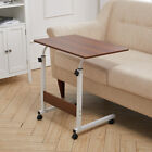 Adjustable Sofa Side Table C-Shaped Industrial Coffee Tables Laptop Stand Wheels