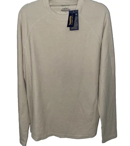 CREMIEUX Thermal Crew Top Men's Large Long Sleeve Ribbed Cotton Blend Khaki~NEW - Picture 1 of 8