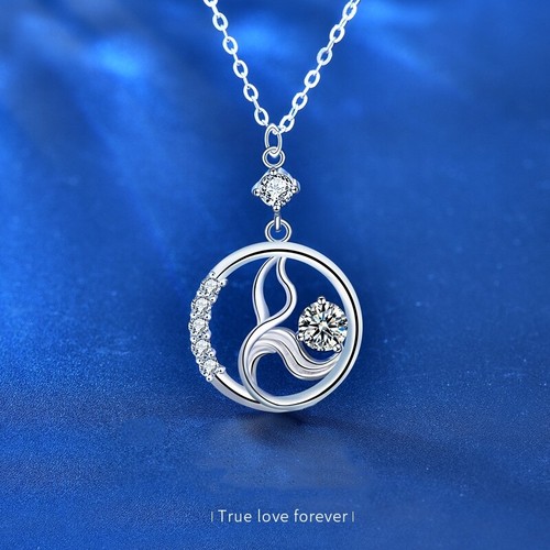 VETEMENTS Catena Maglione Lunga Sirena Argento Sterling 925 Colore VS1 Moissanite Argento Sterling 925