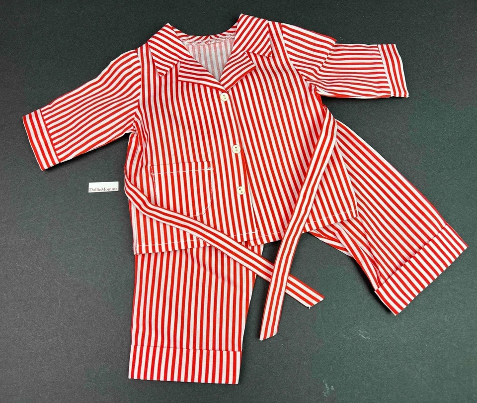 Pijama American Girl Molly rayas rojas y blancas retirado ~ Pleasant Company 1994 EC Foto 1 de 4