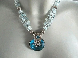 SILBER COLLIER ° Blauer Stein / Aquamarin Steine ° Silberkette ° 925 / 1000 °  - Bild 1 von 12