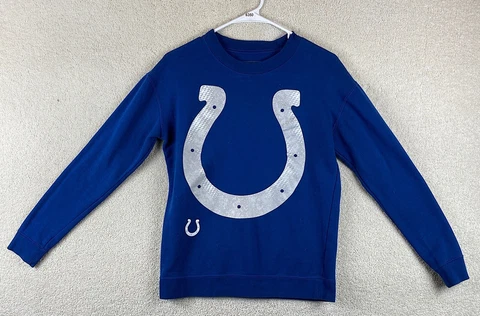 Indianapolis Colts Small S Pullover Size Small Adult Blue Crewneck Sweatshirt Cover