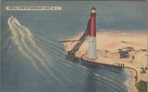 Luz aérea barnegat faro de postal de la década de 1930, Nueva Jersey NJ UNP B4441d3.5 - Imagen 1 de 6