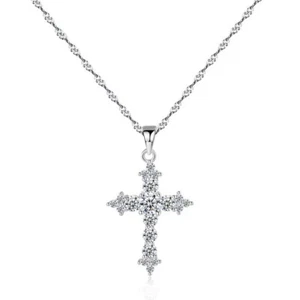 Damen Kette mit Kreuz Anhänger Silber 925 Zirkonia K476 - Picture 1 of 7
