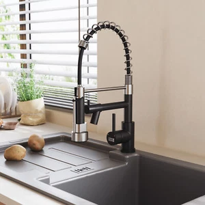 Modern Mono Kitchen Sink Mixer Taps Pull Out Twin Dual Spout Spray Single Lever - Picture 1 of 18