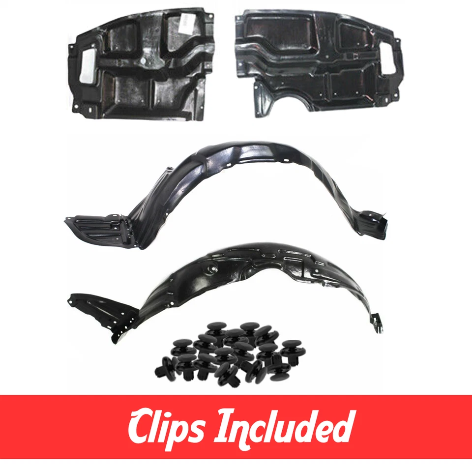 Front Fender Liner & Engine Under Cover Set w/ Clips For 2005-2010 Scion tC Foto 1 de 4