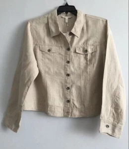 NWT $238 Eileen Fisher UNNATURAL Org.Linen Button Front Cropped Jacket 1X - Picture 1 of 3