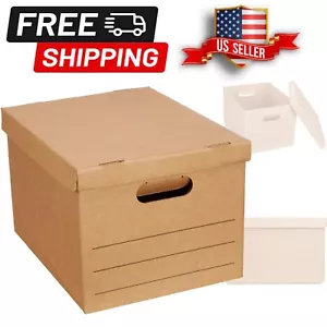 Reinforced Cardboard Packing Boxes with Handles - 20 Pack, Space-Saving Solution - Picture 1 of 10
