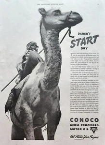 1938 Conoco Germ Processed Motor Oil Oldtimer Ad daren't start dry - Bild 1 von 1
