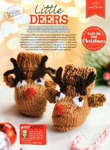 ~ Pull-Out Baby Knitting Pattern For Adorable Red Nose Reindeer Bootees ~ - Imagen 1 de 2