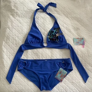 Joe Boxer Women's Junior Halter Neck Hipster Bikini Set Swimwear Blue Size L/S - Picture 1 of 8