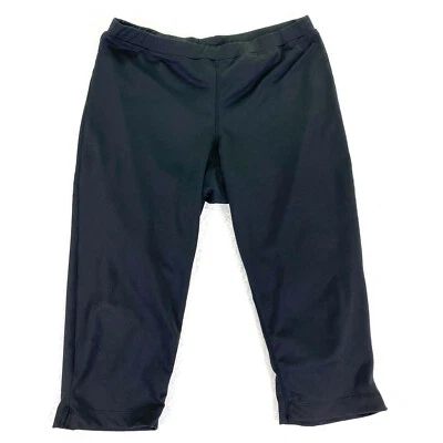 Pantalones deportivos elásticos capri negros spandex poliéster talla grande REI para mujer Foto 1 de 4