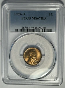1939 D LINCOLN CENT PCGS MS 67 RED - Picture 1 of 4