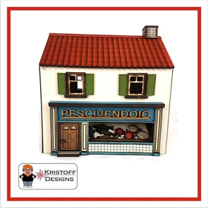 28mm WW2 Italian Shop fishmongers  MDF Painted Terrain Suitable for Bolt Action - Picture 1 of 5