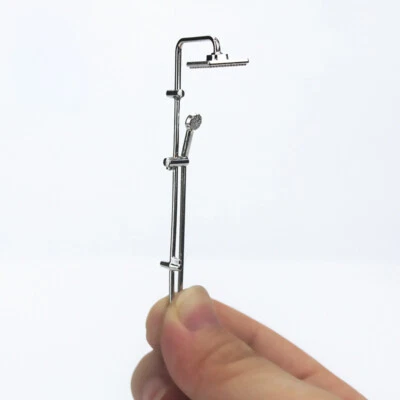 PLANWALK 1/12 Scale Dollhouse Alloy Modern Shower Head Bathroom Bath Set Miniatures Decor