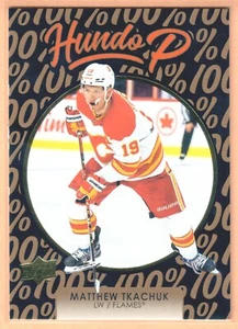 2021-22 Upper Deck Series 1 Matthew Tkachuk Hundo P dorado #HP-25 Flames SP - Imagen 1 de 2