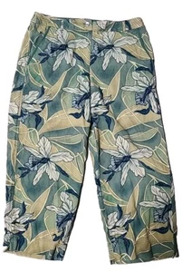 Tommy Bahama SZ 8 100% Silk Hawaiian Tropical Crop Wide Leg Dressy Resort Pants - Picture 1 of 8