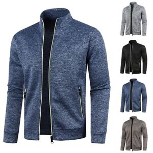 Men's Stylish Sports Casual Sweatshirt Jacket with Zip and Stand Collar