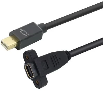 Mini DisplayPort Male to Mini displayport Female Extension Cable With PanelMount - Image 1 of 4