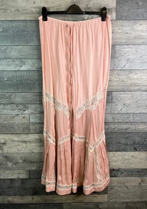 Free People Damen Hose Größe Medium Rosa Novie Spitze ausgestelltes Bein Satin LIVE - Bild 1 von 9