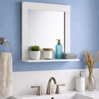 MAINE White Bathroom Wood Frame Mirror Wall Mounted with Cosmetics Shelf