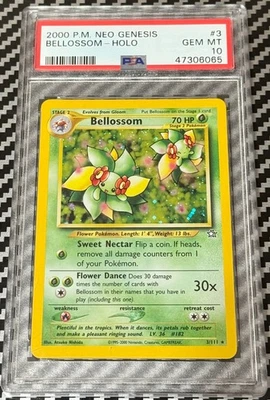 2000 Pokemon Unlimited Neo Genesis #3 Bellossom Holo PSA 10 Card GEM MINT! Pop56 - Image 1 of 4