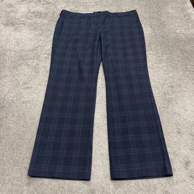 Lands' End Mid Rise Trouser Pants Womens 18W Nay Blue Plaid Straight Work 42x33 - Image 1 of 4