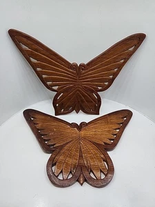 Vintage Schmetterling Wandbilder, 2er Set Retro geschnitzte Holz Wandbehänge [29] - Bild 1 von 11