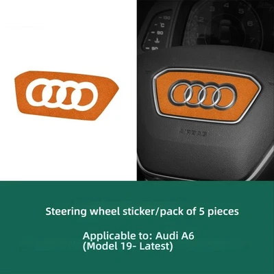 5PCS Set Steering Wheel Emblem Stickers for 2019 Audi A6L A7 A8 Interior Decor - Image 1 of 4