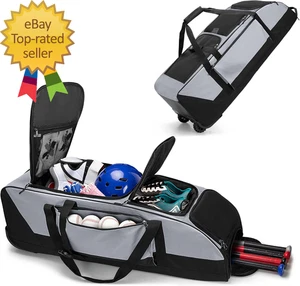 Sac de Softball Rolling Baseball avec Roues pour 4 Battes Baseball Duffle Bag avec S - Photo 1/4