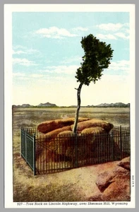 Tree Rock Lincoln Highway Over Sherman Hill Wyoming WY WB c1920 Postcard - Picture 1 of 2