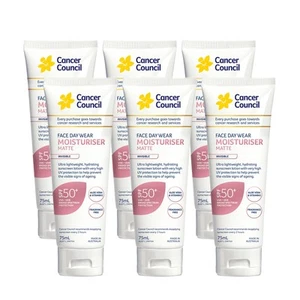 6PK Cancer Council 75ml Sunscreen Lotion Face Day Wear Matte Invisible SPF50+ - Picture 1 of 4