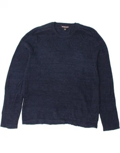 MICHAEL KORS Mens Crew Neck Jumper Sweater XL Navy Blue Flecked Cotton CZ69 - Picture 1 of 3